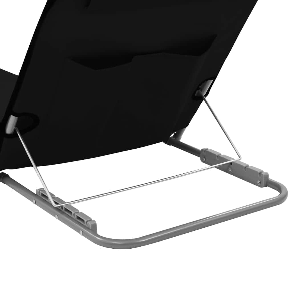 Folding Beach Mats 2 pcs Steel and Fabric Black - Simple deals