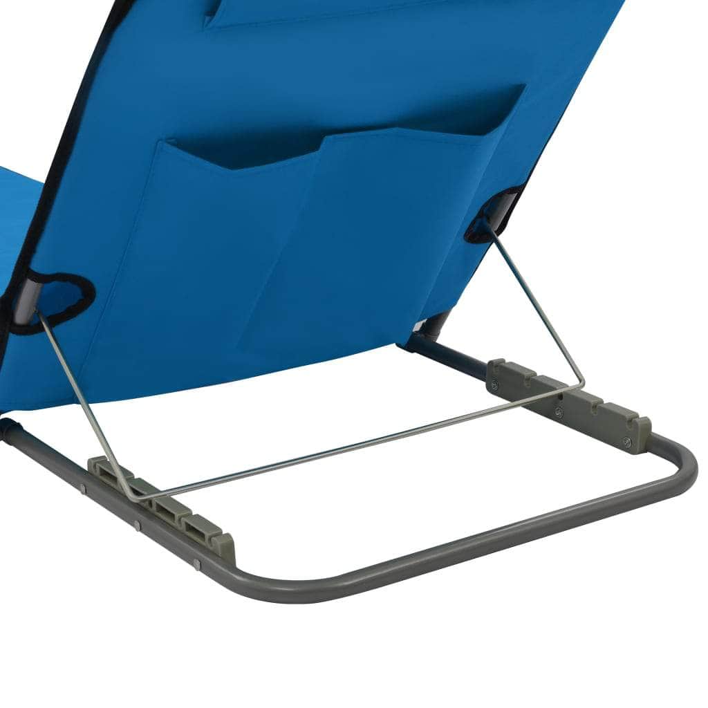 Folding Beach Mats 2 pcs Steel and Fabric Blue - Simple deals