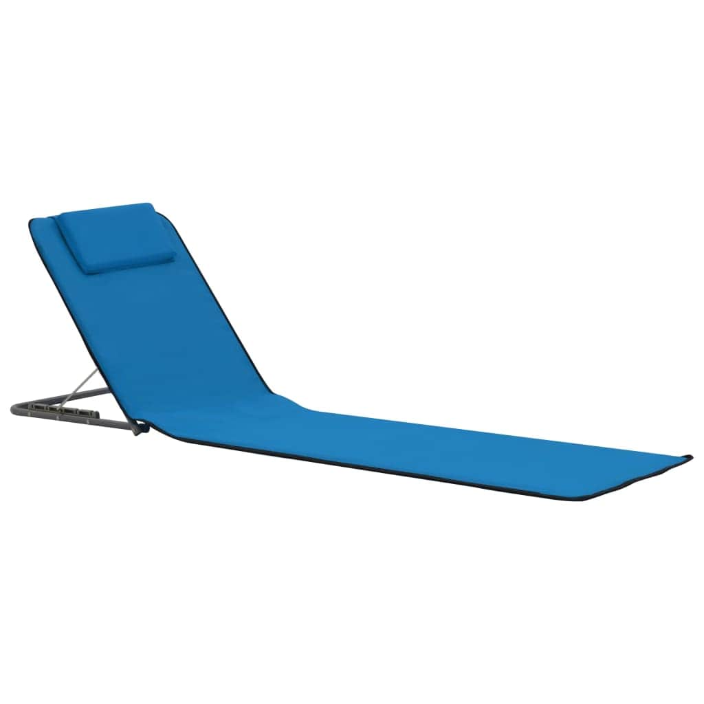 Folding Beach Mats 2 pcs Steel and Fabric Blue - Simple deals