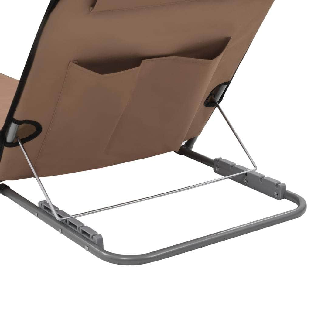 Folding Beach Mats 2 pcs Steel and Fabric Brown - Simple deals