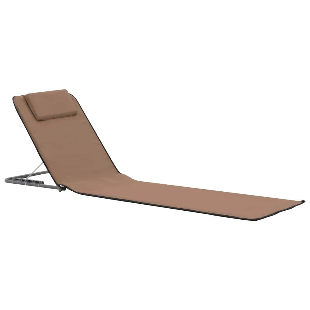 Folding Beach Mats 2 pcs Steel and Fabric Brown - Simple deals