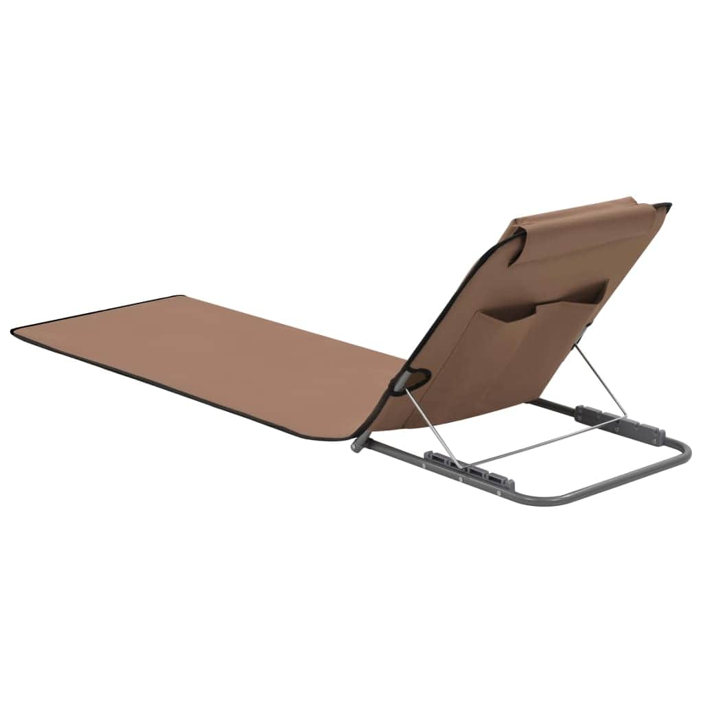 Folding Beach Mats 2 pcs Steel and Fabric Brown - Simple deals
