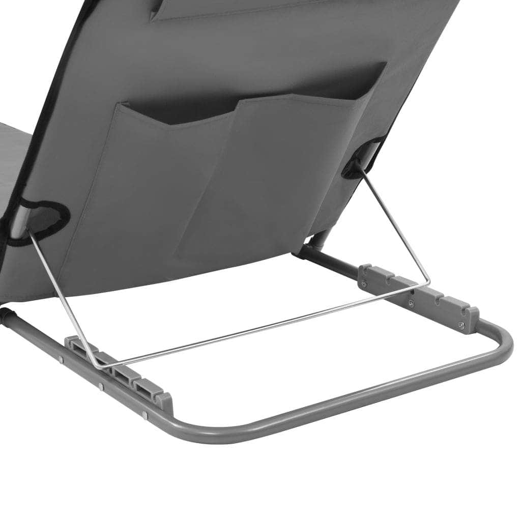 Folding Beach Mats 2 pcs Steel and Fabric Grey - Simple deals