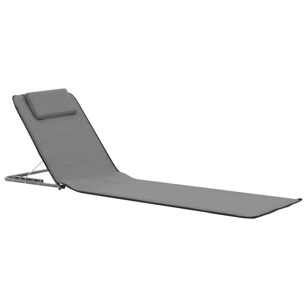 Folding Beach Mats 2 pcs Steel and Fabric Grey - Simple deals