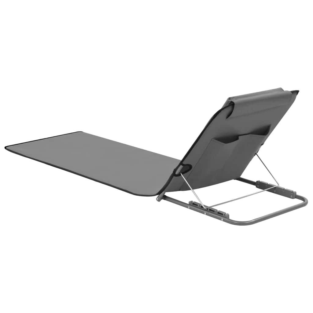 Folding Beach Mats 2 pcs Steel and Fabric Grey - Simple deals