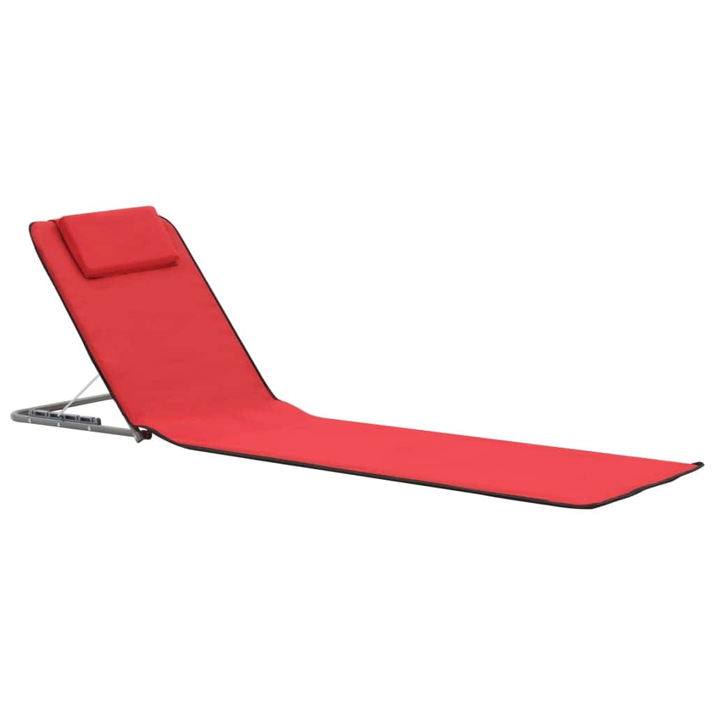 Folding Beach Mats 2 pcs Steel and Fabric Red - Simple deals