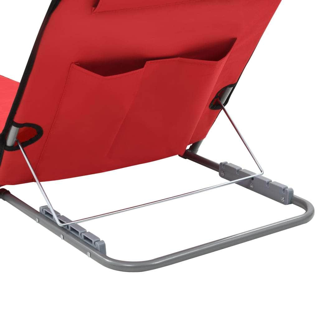 Folding Beach Mats 2 pcs Steel and Fabric Red - Simple deals