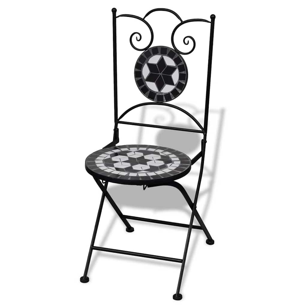 Folding Bistro Chairs 2 pcs Ceramic Black and White - Simple deals