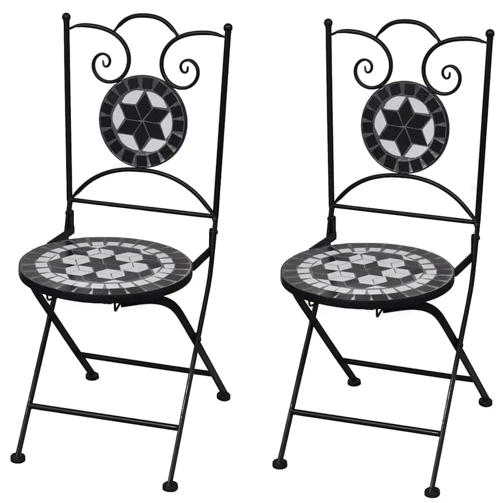 Folding Bistro Chairs 2 pcs Ceramic Black and White - Simple deals
