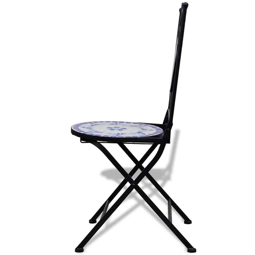 Folding Bistro Chairs 2 pcs Ceramic Blue and White - Simple deals