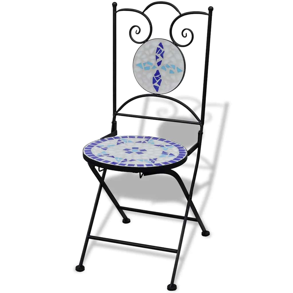 Folding Bistro Chairs 2 pcs Ceramic Blue and White - Simple deals