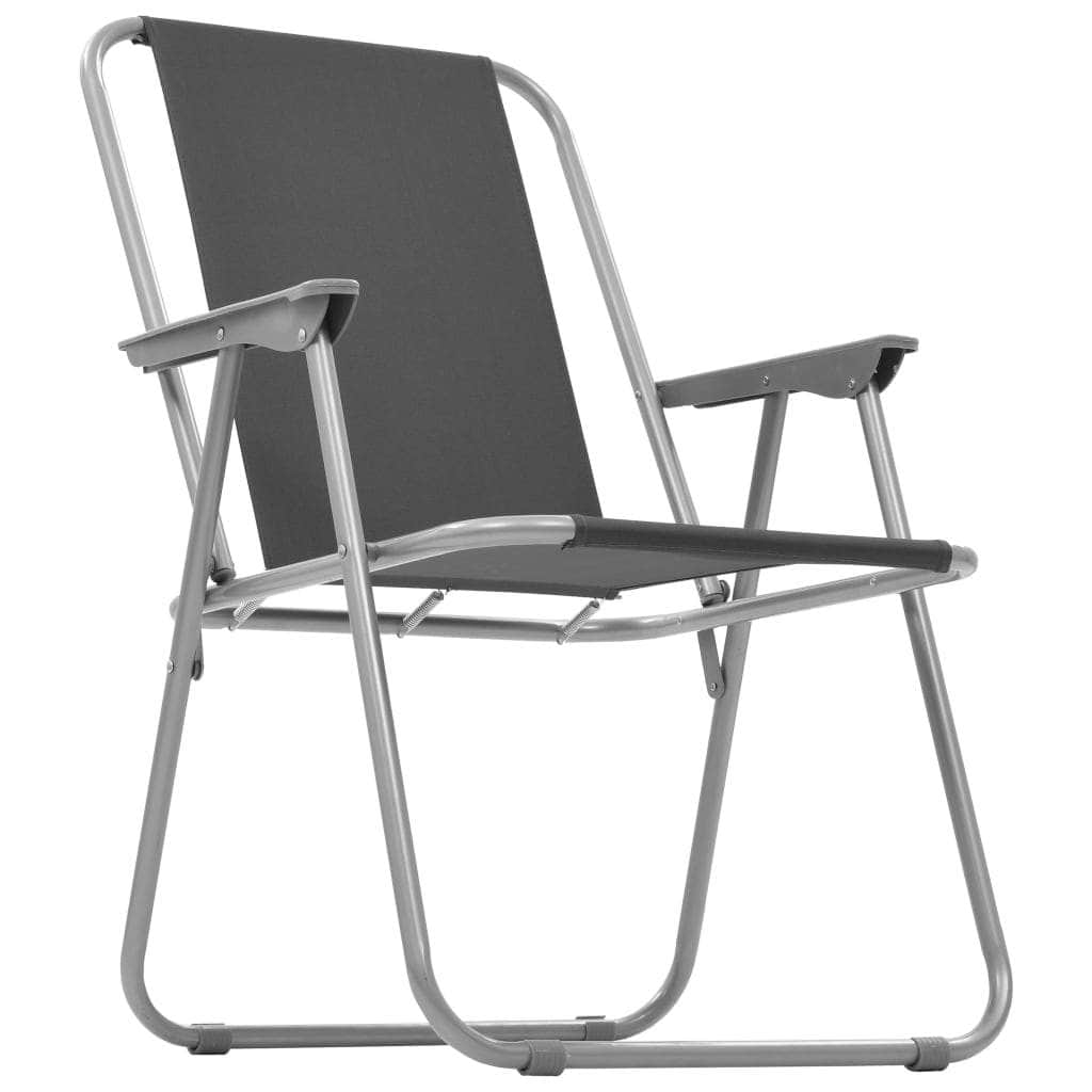 Folding Camping Chairs 2 pcs  Grey