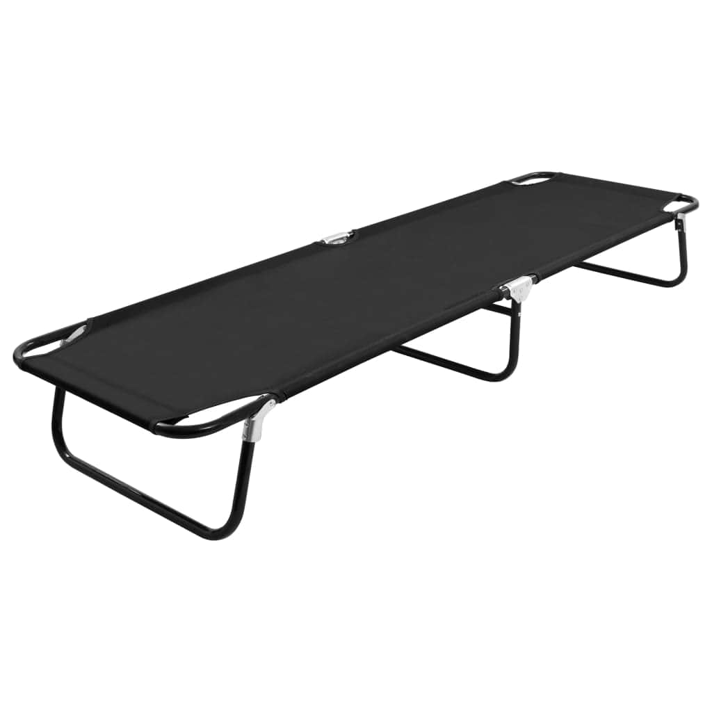 Folding Camping Cot Black Steel