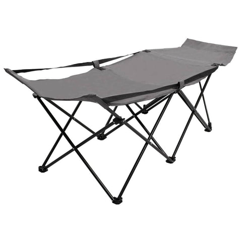 Folding Camping Cot Grey Steel