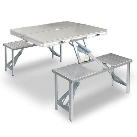 Folding Camping Table With Stools Set Portable Picnic Outdoor Garden Bbq Setting