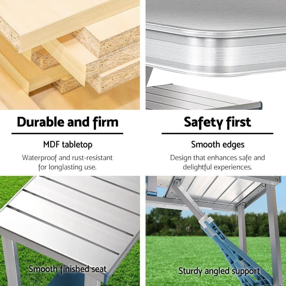 Folding Camping Table With Stools Set Portable Picnic Outdoor Garden Bbq Setting