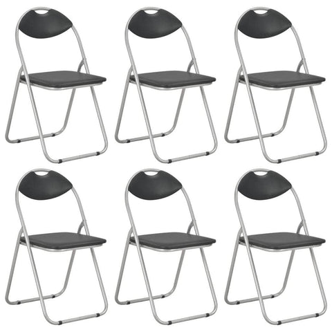 Folding Dining Chairs 6 pcs Black