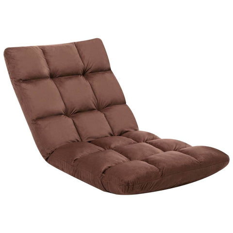 Folding Floor Chair Brown Microfibre