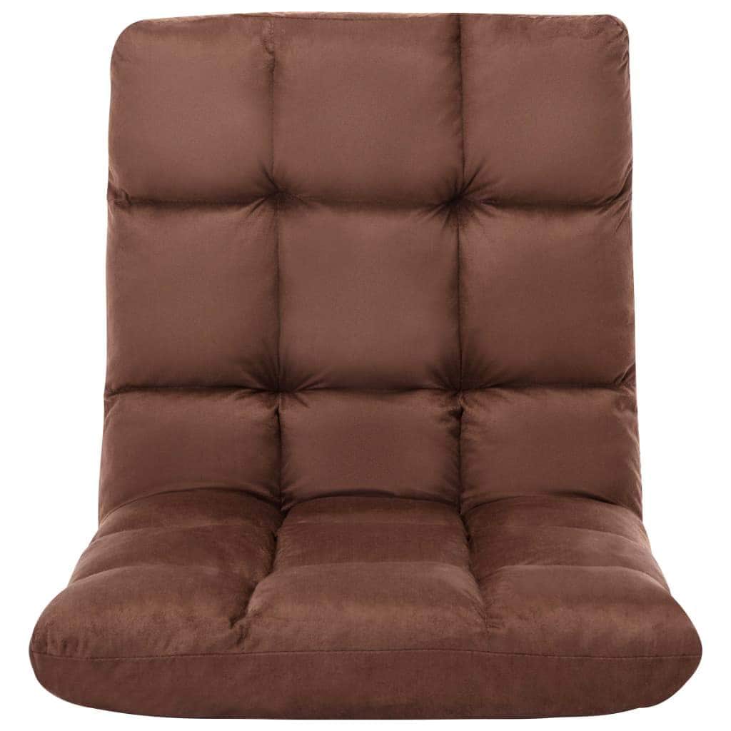 Folding Floor Chair Brown Microfibre