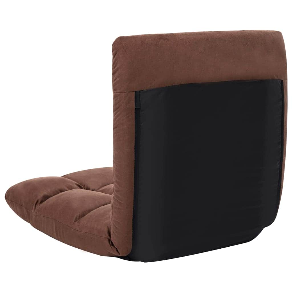 Folding Floor Chair Brown Microfibre