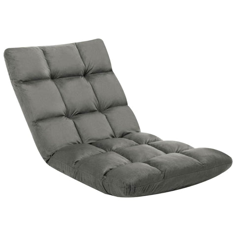 Folding Floor Chair Dark Grey Microfibre