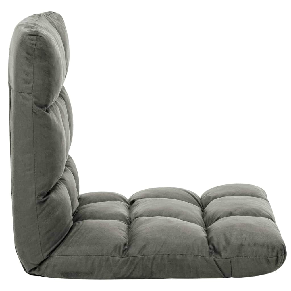 Folding Floor Chair Dark Grey Microfibre