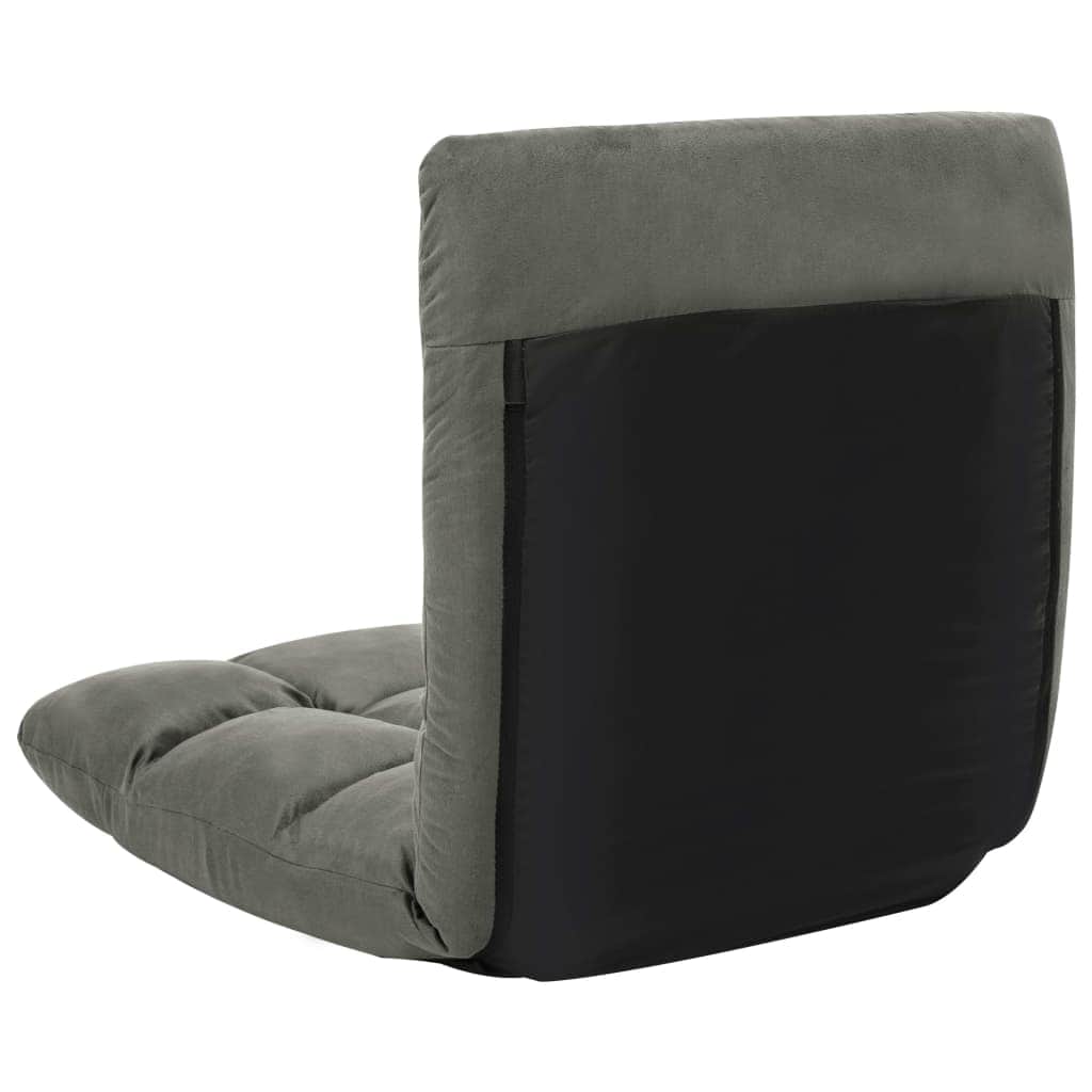 Folding Floor Chair Dark Grey Microfibre