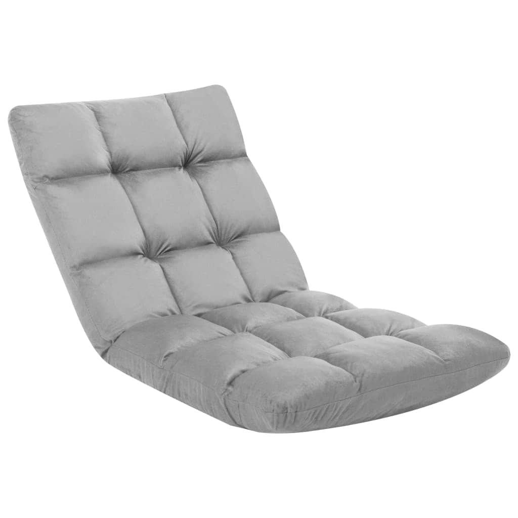 Grey colour - Folding Floor Chair Light Grey Microfibre
