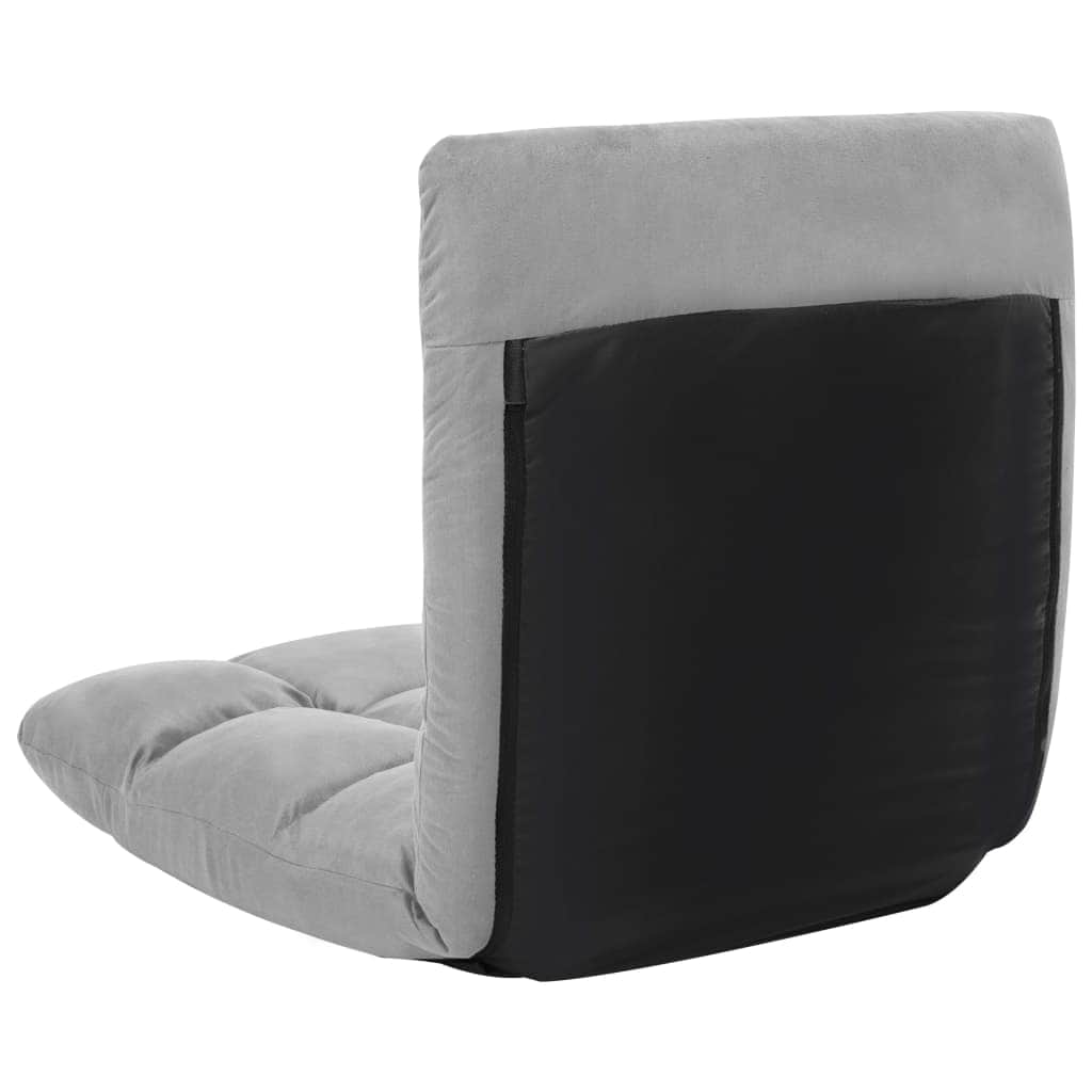 Folding Floor Chair Light Grey Microfibre | Grey colour