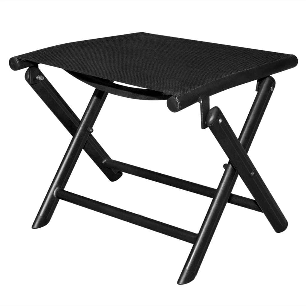 Folding Footstool Black Aluminium and Textilene - Simple deals
