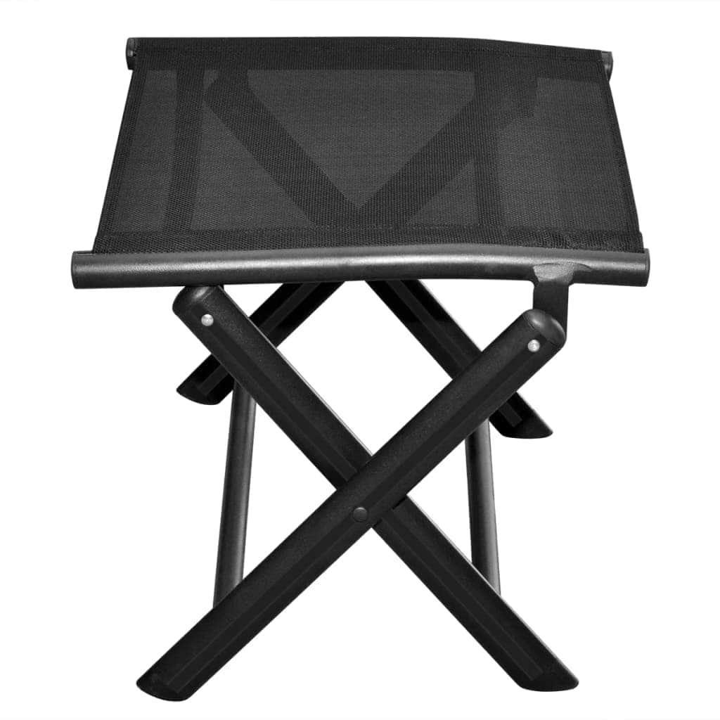 Folding Footstool Black Aluminium and Textilene - Simple deals