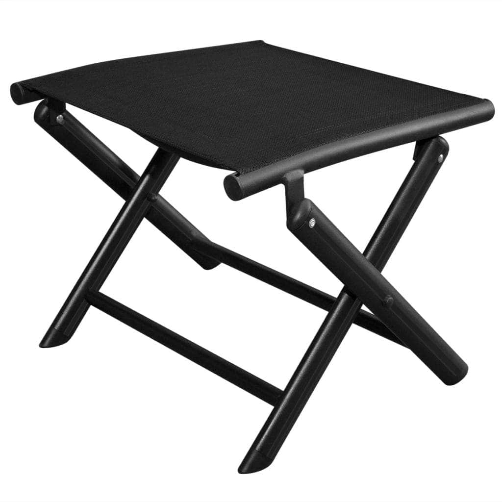 Folding Footstool Black Aluminium and Textilene - Simple deals