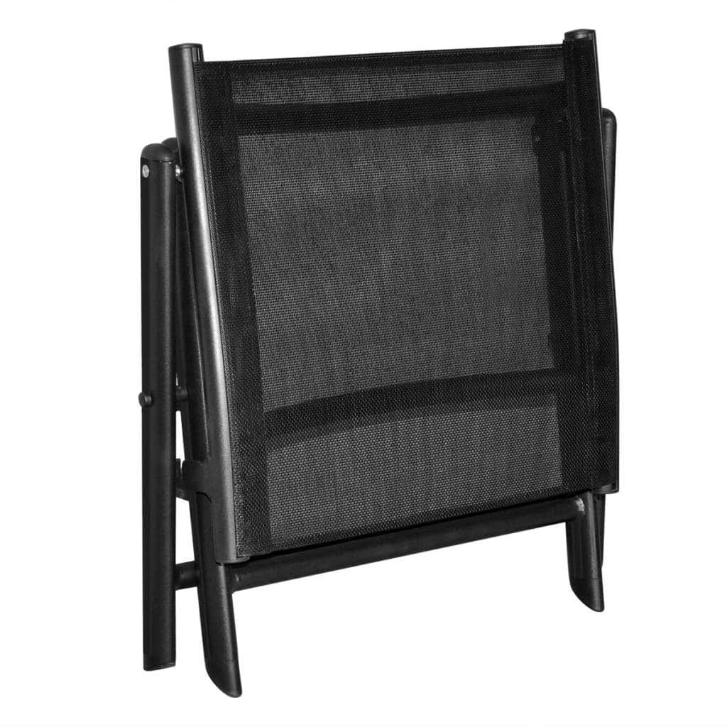 Folding Footstool Black Aluminium and Textilene - Simple deals
