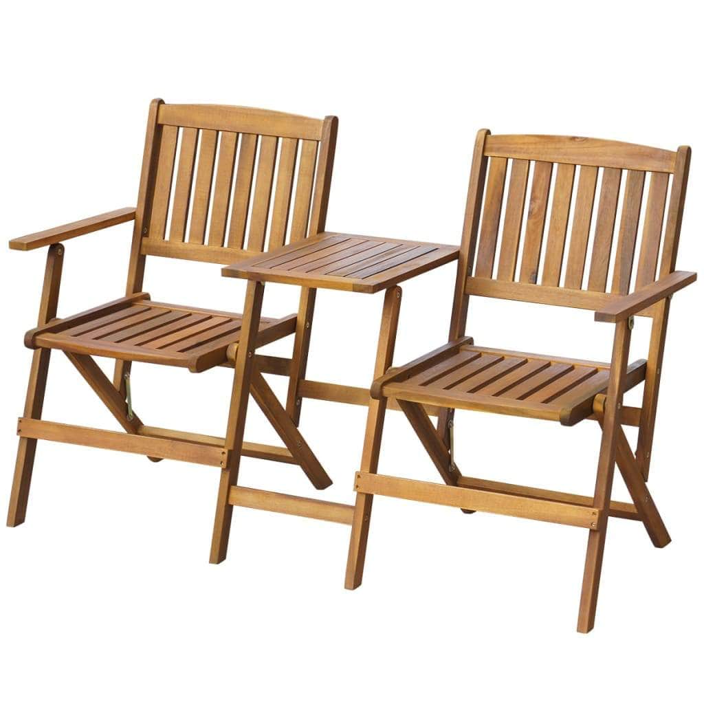 Folding Garden Bench with Tea Table 140 cm Solid Acacia Wood - Simple deals