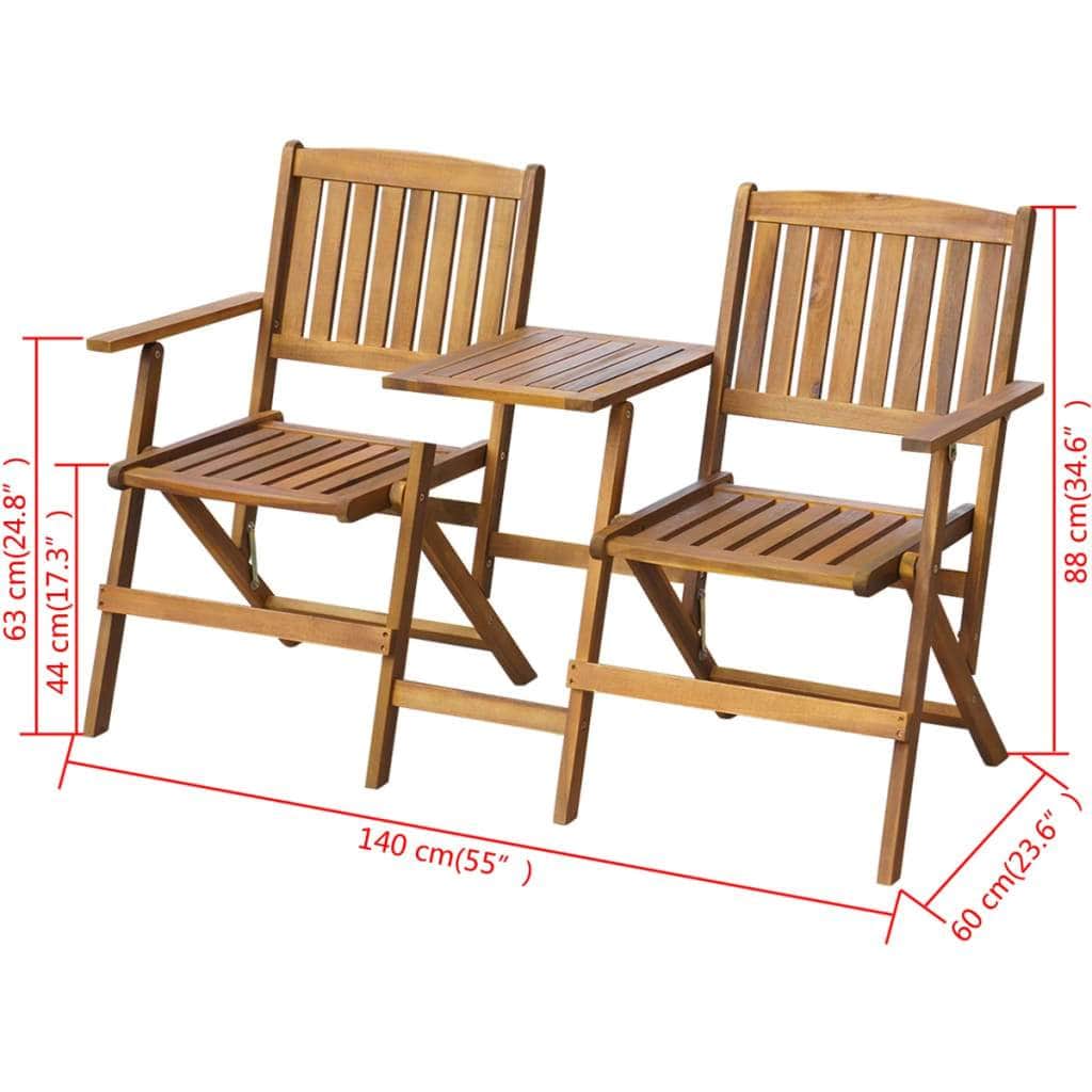 Folding Garden Bench with Tea Table 140 cm Solid Acacia Wood - Simple deals
