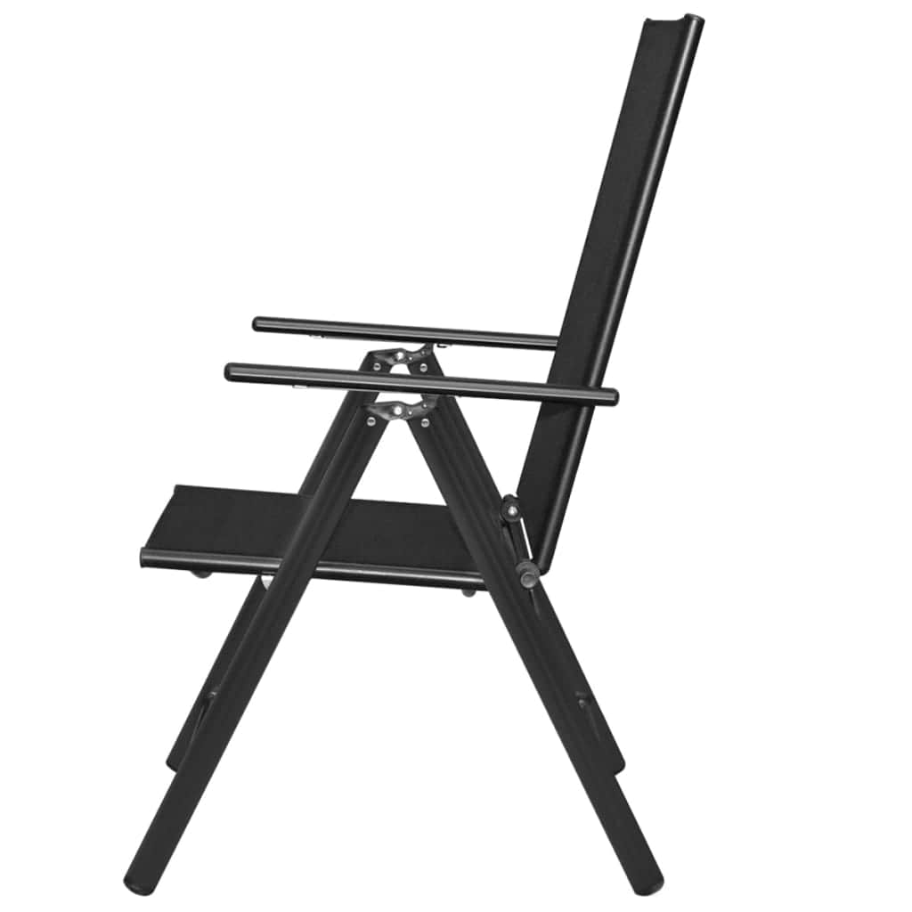 Folding Garden Chairs 2 pcs Aluminium and Textilene - Black - Simple deals