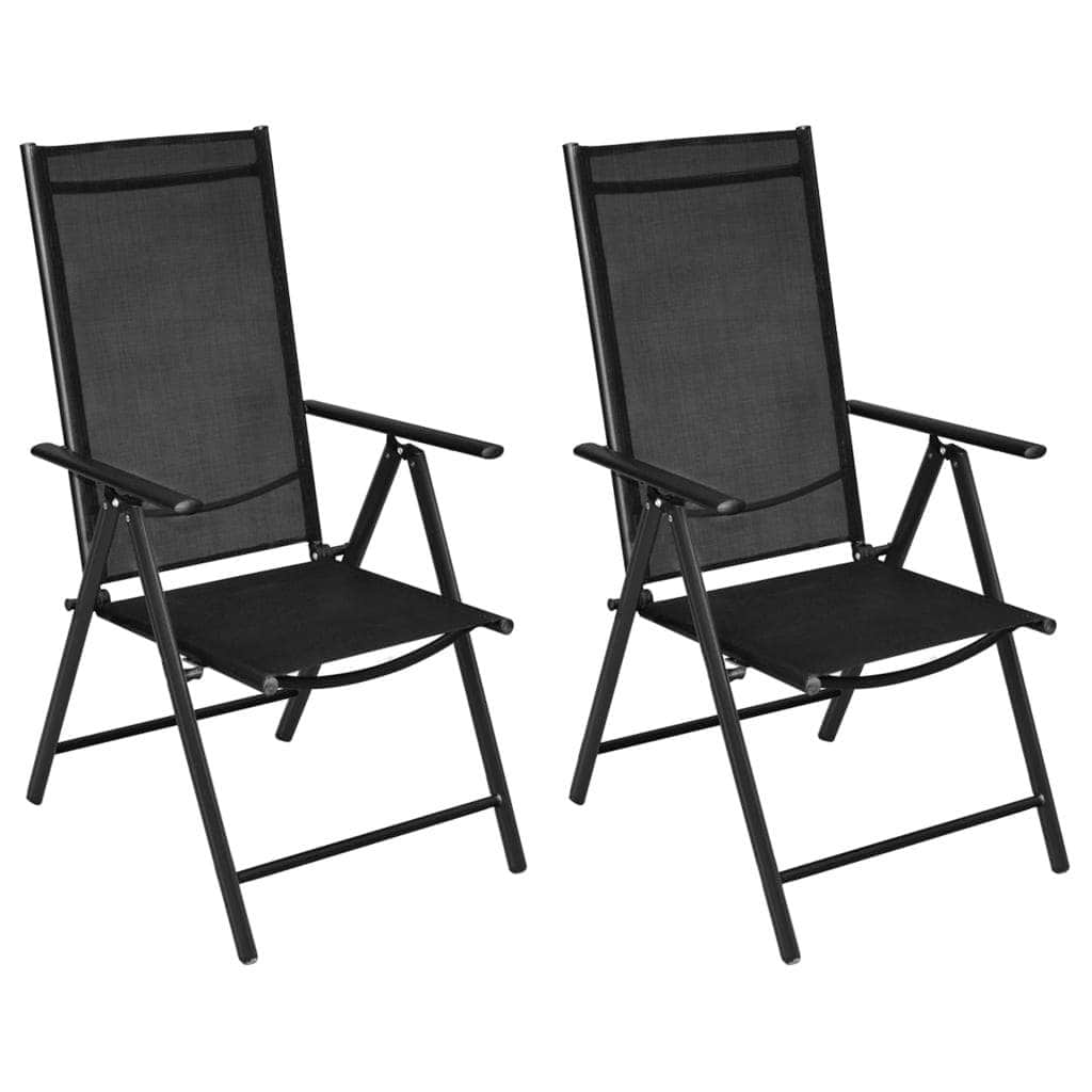 Folding Garden Chairs 2 pcs Aluminium and Textilene - Black - Simple deals