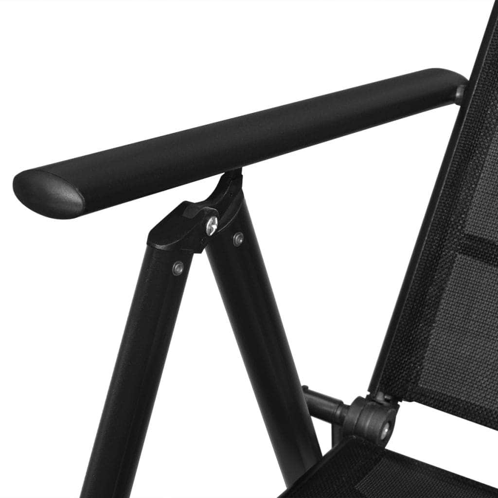 Folding Garden Chairs 2 pcs Aluminium and Textilene - Black - Simple deals