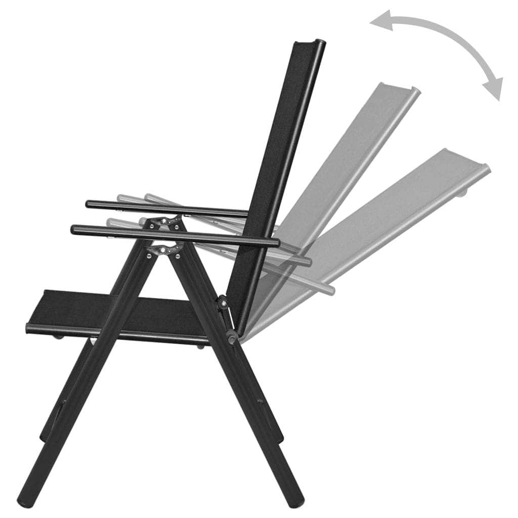 Folding Garden Chairs 2 pcs Aluminium and Textilene - Black - Simple deals