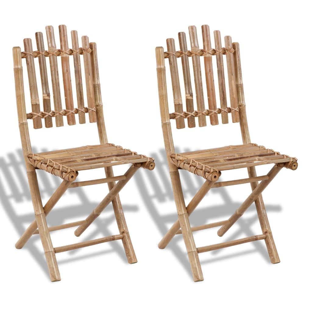 Folding Garden Chairs 2 pcs Bamboo - Simple deals