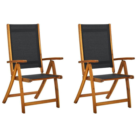 Folding Garden Chairs 2 pcs Solid Acacia Wood and Textilene