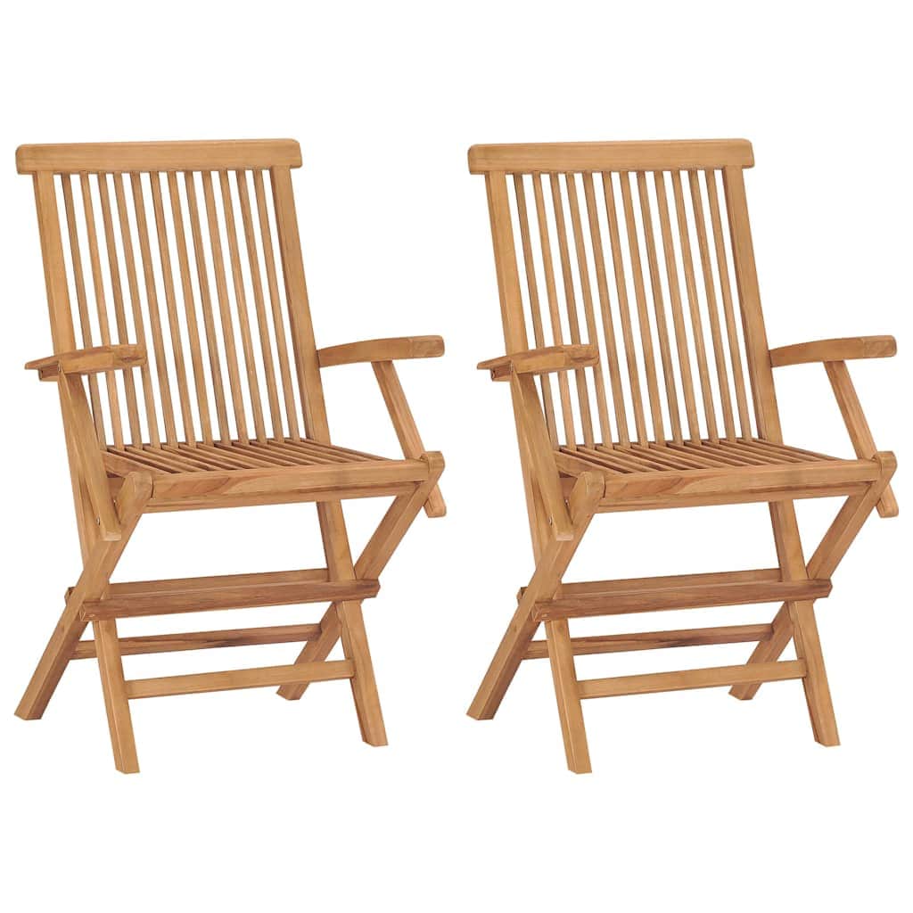 Folding Garden Chairs 2 pcs Solid Teak Wood - Simple deals