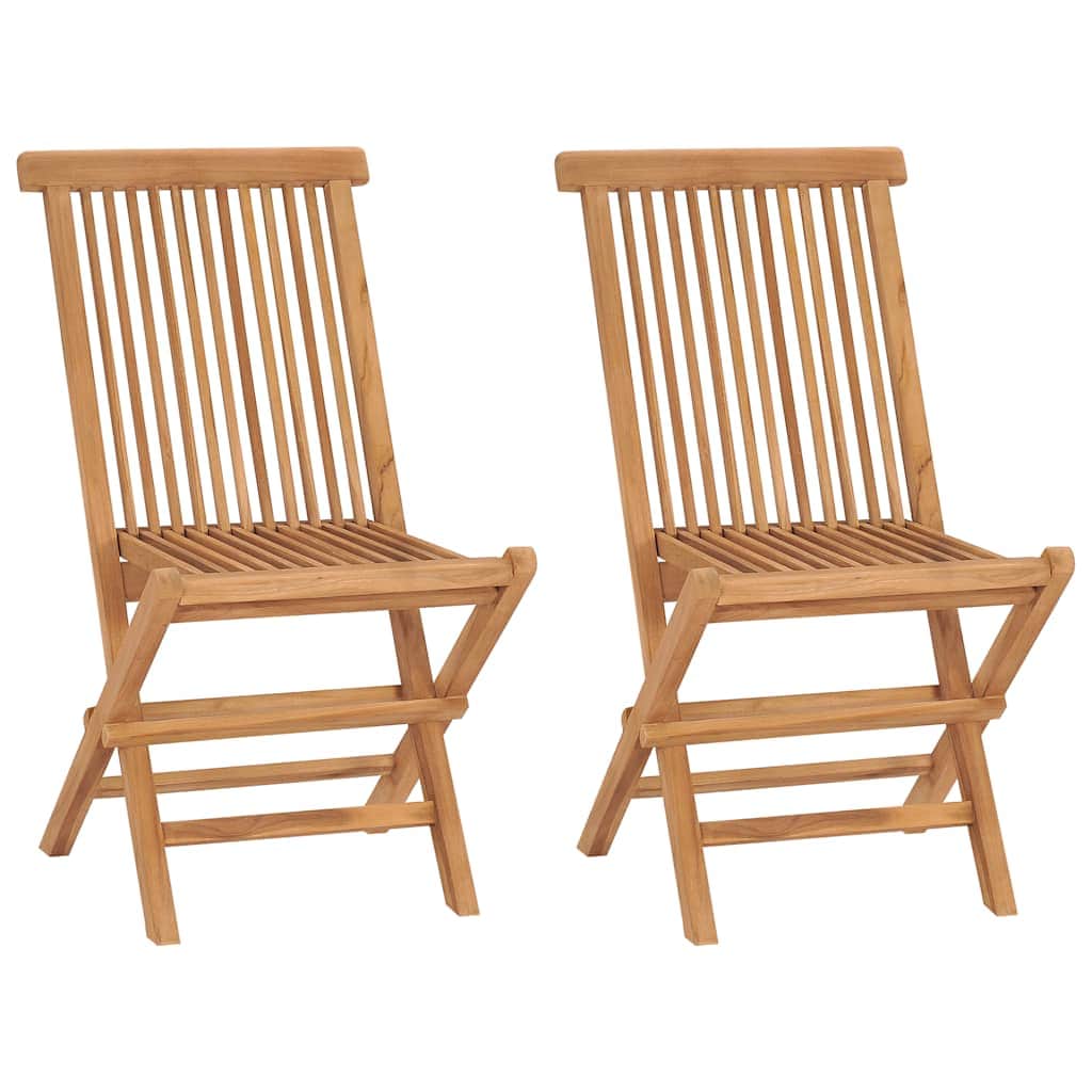 Folding Garden Chairs 2 pcs Solid Teak Wood - Simple deals