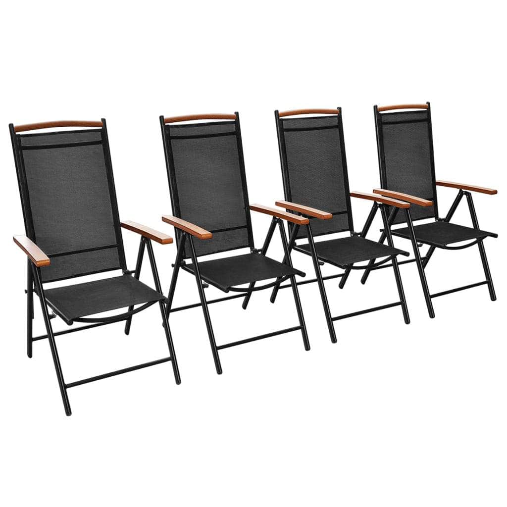 Folding Garden Chairs 4 pcs Aluminium and Textilene Black - Simple deals