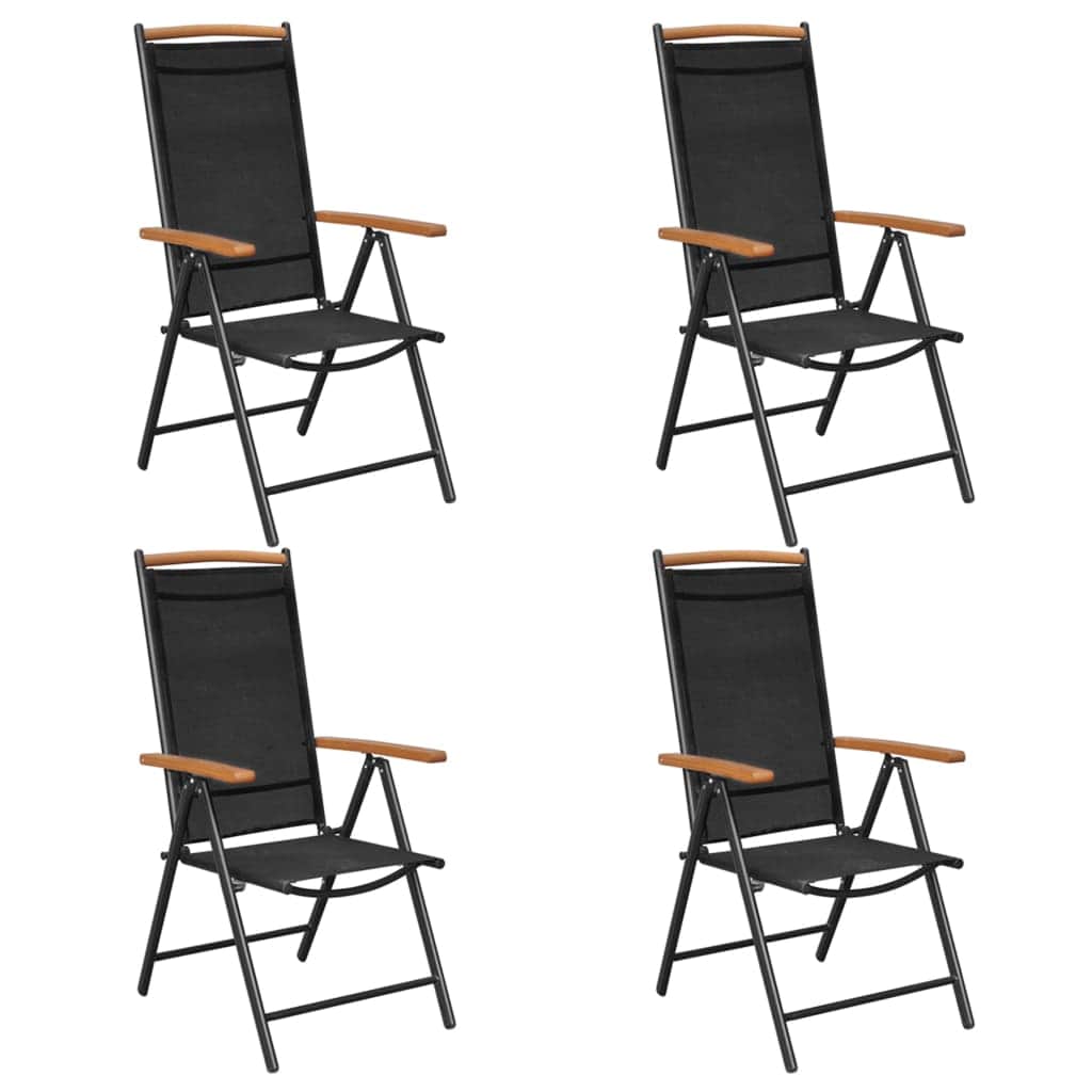 Folding Garden Chairs 4 pcs Aluminium and Textilene Black - Simple deals