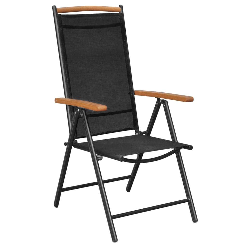 Folding Garden Chairs 4 pcs Aluminium and Textilene Black - Simple deals