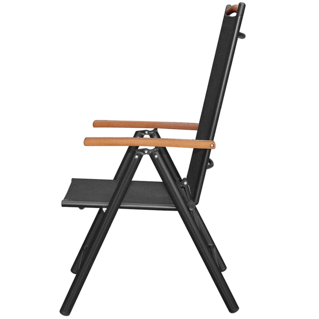 Folding Garden Chairs 4 pcs Aluminium and Textilene Black - Simple deals