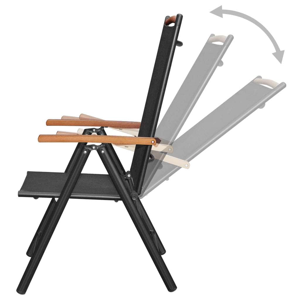 Folding Garden Chairs 4 pcs Aluminium and Textilene Black - Simple deals