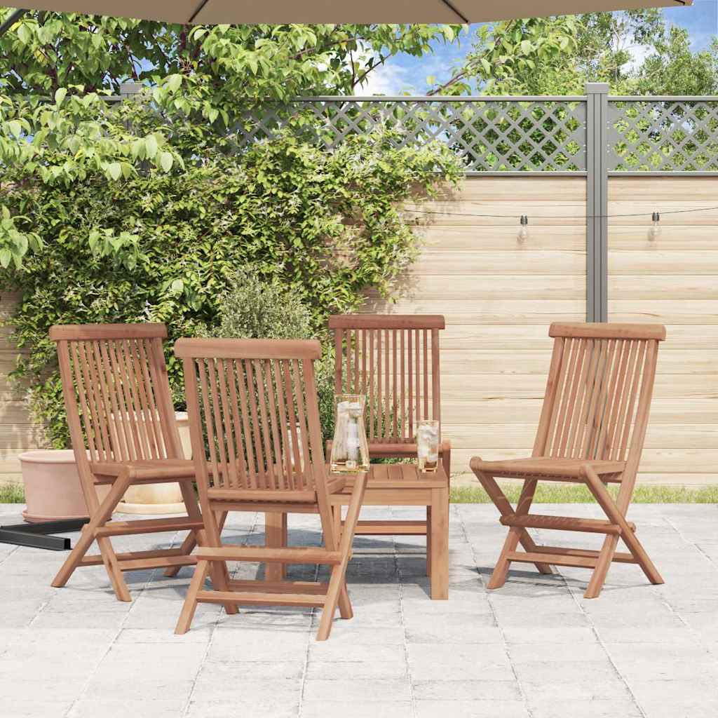 Folding Garden Chairs 4 pcs Solid Teak Wood - Simple deals
