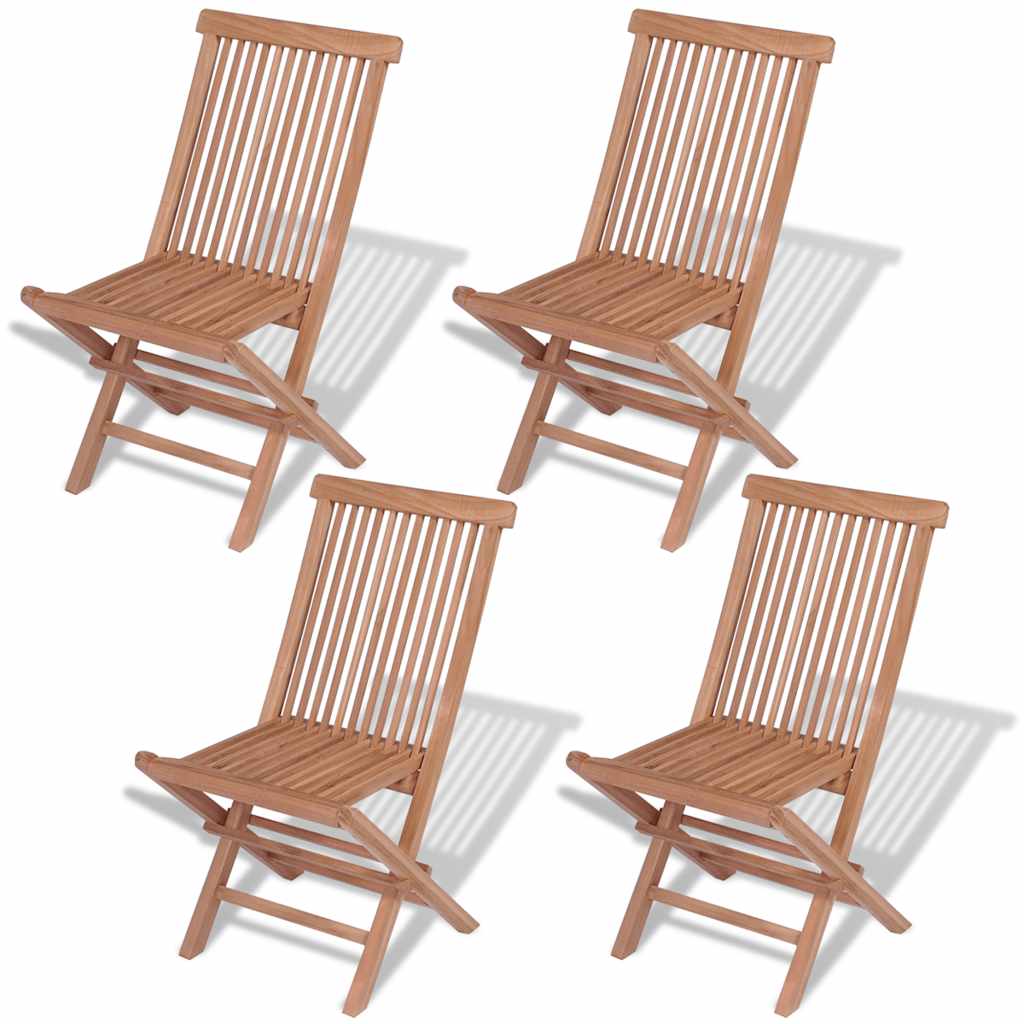 Folding Garden Chairs 4 pcs Solid Teak Wood - Simple deals